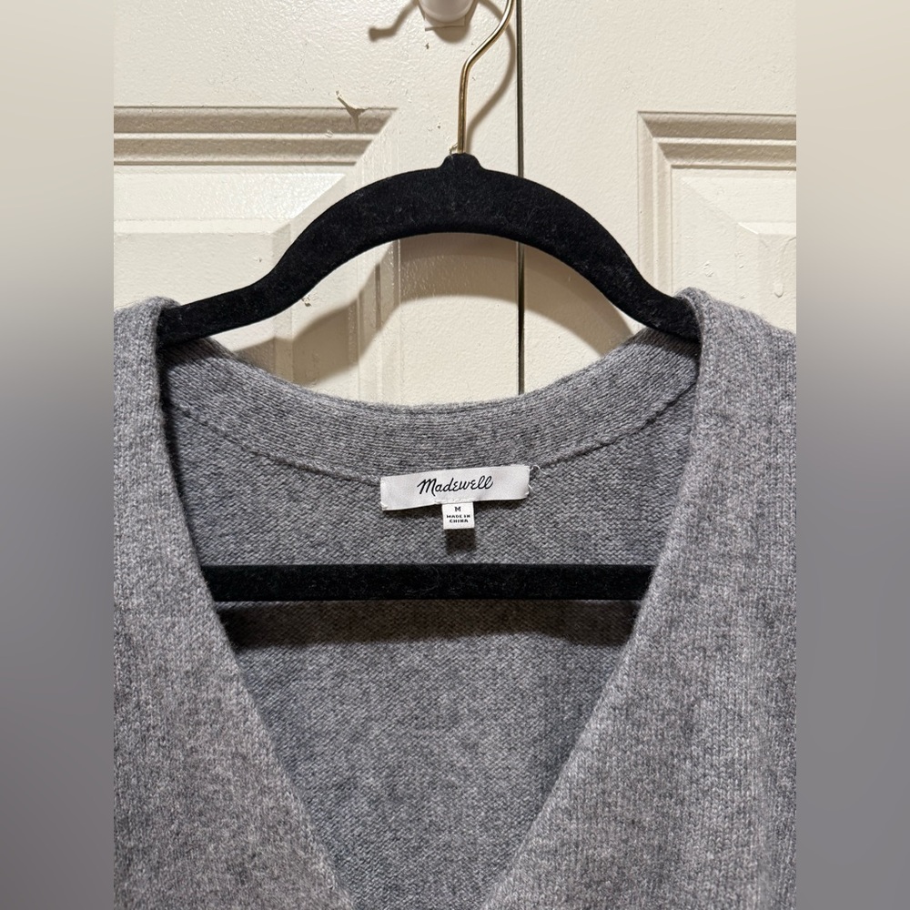 Madewell V-Neck Merino Wool blend  Relaxed Cardigan Heather Pewter, size M - Picture 5 of 11